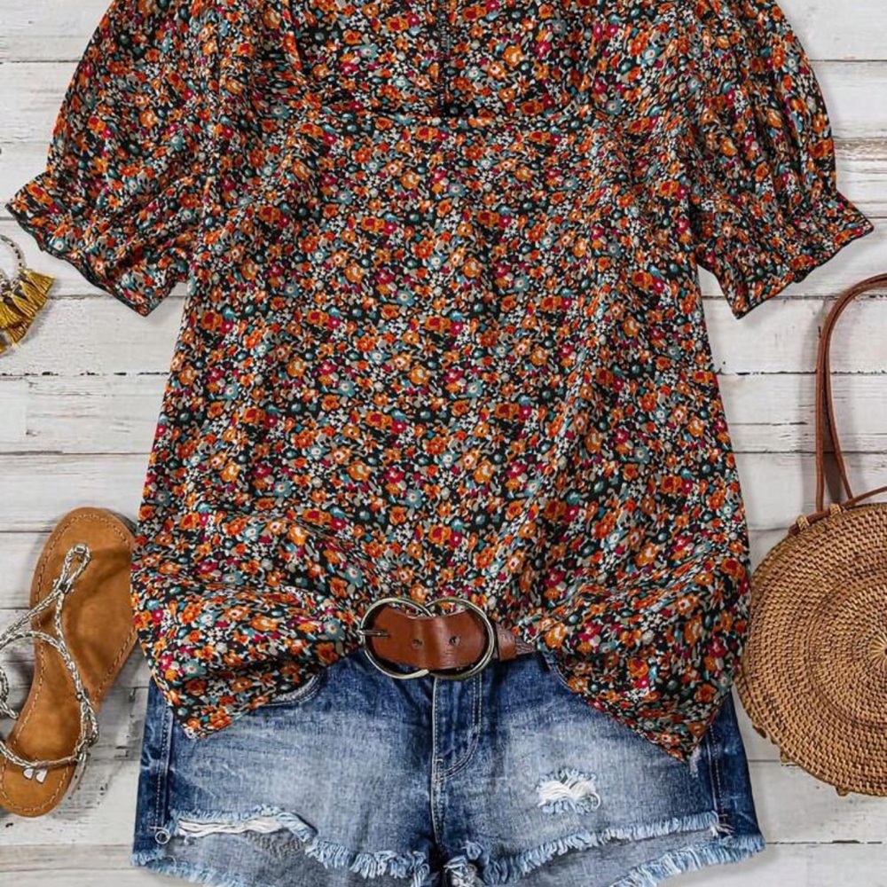 Floral Puff Sleeve Top